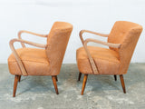 Pair of 1940s Vintage Cocktail Chairs in Astro Orange fabric