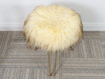 VINTAGE THREE HAIRPIN LEGGED LAMBSWOOL FUR STOOL