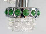 1970s 5 Tier Chrome and Glass Hanging Light