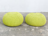 Vintage Lime Green Cable Knit Pouf