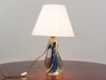 1960'S Belgium Doyen Blue Crystal Handblown Lamp Base