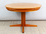 1960s Danish Dyrlund Teak Flip-Flap Pedestal Dining Table