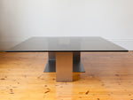 1970s Steel and Smoked Glass Coffee Table