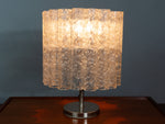 1970s Doria Leuchten Iced Glass Tubular Table Lamp