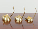 VINTAGE BRASS FAMILY OF MICE PAPERWEIGHT SET