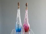 PAIR OF VAL ST LAMBERT BLUE AND PINK LAMP BASES