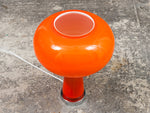1970s Orange and White Cased Glass and Chrome Atomic Lamp