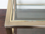 Vintage 1970s Belgium Brass & Clear Glass Square Coffee Table