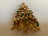 Vintage 3D Christmas Tree with Candles Brooch