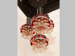 1970s Dutch Ruby Red Raak Four Lamp Hanging Light