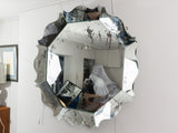 Large Contemporary Hexagonal Scalloped Silvered Foxed Mirror