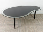 Vintage Amoeba Or Kidney Shaped Black and Clear Glass Coffee Table