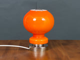 1970s Orange and White Cased Glass and Chrome Atomic Lamps