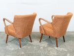 Pair of 1940s Vintage Cocktail Chairs in Astro Orange fabric