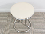 Pair of 1950's French Tubular Chrome Metal and Tan Leather Stools