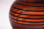 Vintage Polish Tarnowiec Amber Vase with Black Swirl Pattern Detail
