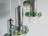 1970s 5 Tier Chrome and Glass Hanging Light