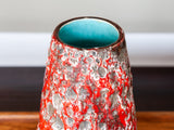 1970's Red Conical Fat Lava Vase