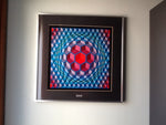 OP ART - CUBED PATTERN VASARELY FRAMED PRINT