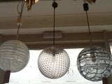 1970's Doria Handblown Dotted Grey Patterned Pendant Light