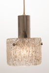 1970s German Kaiser Leuchten Ice Glass Pendant Light