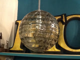 1970's German Doria Grey Bubbled Glass Globe Pendant Light
