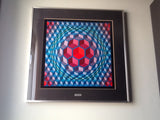 OP ART - CUBED PATTERN VASARELY FRAMED PRINT