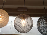 1970's Doria Handblown Dotted Grey Patterned Pendant Light