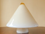 1970's de majo yellow conical swirled murano lamp
