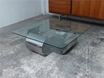 1970's French Curved Steel Coffee Table