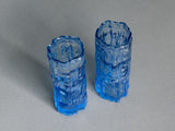 Pair of Whitefriars Blue Glass Bark Vases