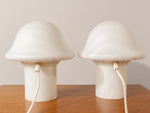 1970's Pair of Small Striped Peill & Putzler Mushroom Table Lamps