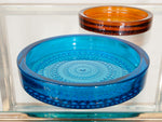 1960's Nuutajarvi 'Kastehelmi' Cobalt Blue Glass Dish by Oiva Toikka