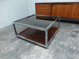 1970's Heal's Chrome and Rosewood Coffee Table