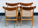 Set of 4 Hans Wegner for Carl Hansen CH-23 Beech and Teak Dining Chairs