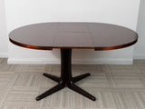 Mid-Century Finnish Isku Rosewood Extendable Pedestal Dining Table