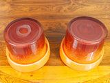 Pair of 1970s Italian Orange and Red Murano Glass Plant Pots