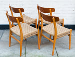 Set of 4 Hans Wegner for Carl Hansen CH-23 Beech and Teak Dining Chairs