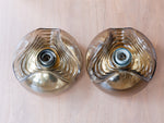 1970's 'Wave' Smoked Flush Mount Lights by Peill & Putzler