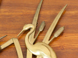 Vintage Brass Wall Sculpture of Herons in Marshland