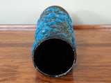 1960's West German Glossy Blue & Black Fat Lava Cylindrical Vase by Jopeko