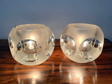 Pair of 1970s Peill and Putzler Frosted Glass Round Ice Cube Table Lamps