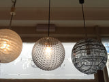 1970's Doria Handblown Dotted Grey Patterned Pendant Light