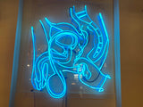 Vintage Large Anthony James Blue Prostate Neon backed on Perspex