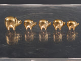 Vintage Miniature Five Brass Pigs