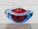 1960's Murano Sommerso Red & Ultra Violet Blue Ashtray