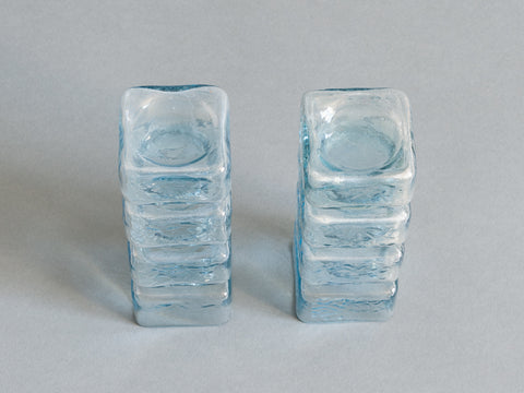 1970s PAIR OF VINTAGE AQUA FINNISH VASES