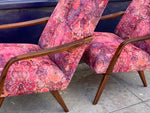 Pair of Czech 1960s Bentwood Armchairs in Linwood Fabric