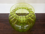 Vintage Large Bulbous Ribbed Lime Green Glass Vase