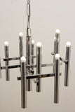 1970s Abstract Italian Sciolari Twelve-Arm Chrome Hanging Light